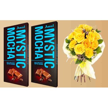 Amul mystic mocha chocolates & flower combo